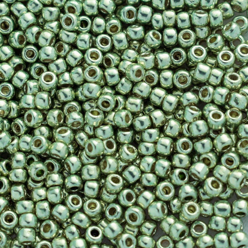 Toho Round Seed Beads Size 11/0 2.2mm, PF560 PermaFinish - Galvanized Sea Foam