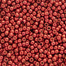 Toho Round Seed Beads Size 11/0 2.2mm, PF564 PermaFinish - Galvanized Brick Red, 8 grams