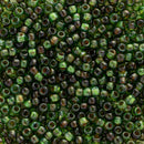 Toho Round Seed Beads Size 11/0 2.2mm, Y318 HYBRID Transparent Peridot - Picasso, 8 grams