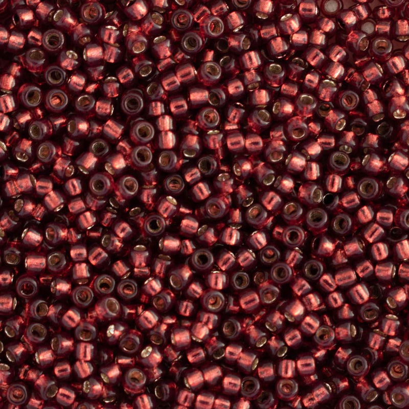 Toho Round Seed Beads Size 15/0 1.5mm, 2113 Silver-Lined Milky Pomegranate