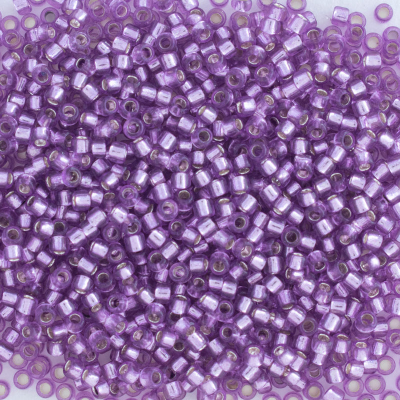 Toho Round Seed Beads Size 15/0 1.5mm, 2219 Silver-Lined Light Grape