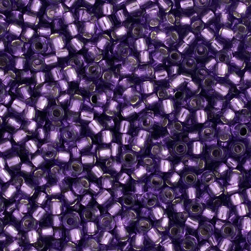 Toho Round Seed Beads Size 15/0 1.5mm, 2224 Silver-Lined Purple