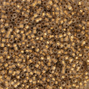Toho Round Seed Beads Size 15/0 1.5mm, 989F Gold-Lined Frosted Crystal