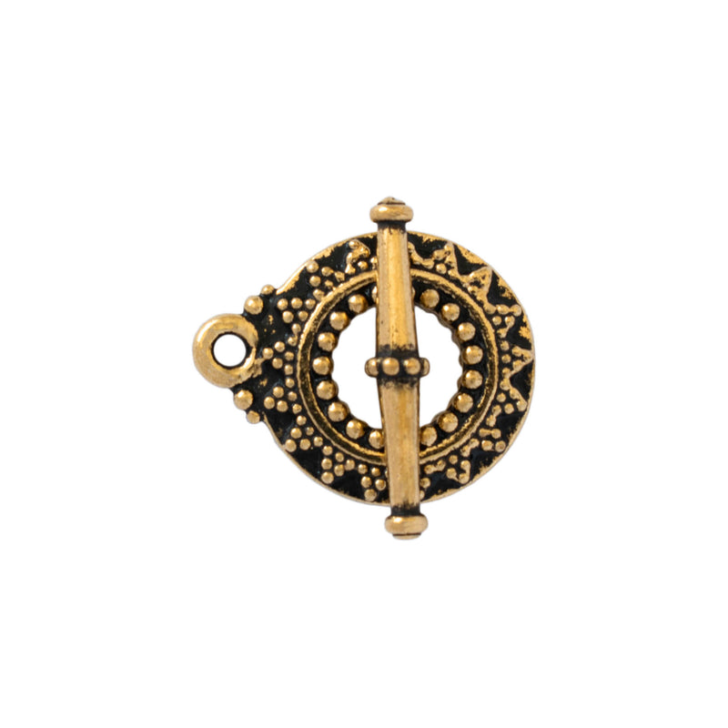 TierraCast, Toggle Clasp - Bali Toggle, Antiqued Gold Plate