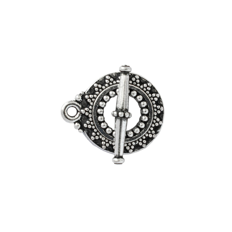 TierraCast, Toggle Clasp - Bali Toggle, Antiqued Silver Plate